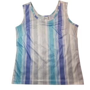 VTG 1970s Frayne Sleeveless Blouse – Women’s XL – Retro Vertical Stripes – EUC